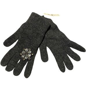 Stil Estro Elegant Gray Knit Gloves Crystal Embellishment NWT Fits Small Pull